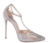 Crystal Emb. Mesh Trimmed Pumps