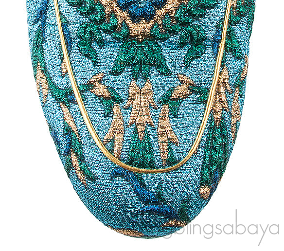 Blue Floral Lurex Princetown Sandals