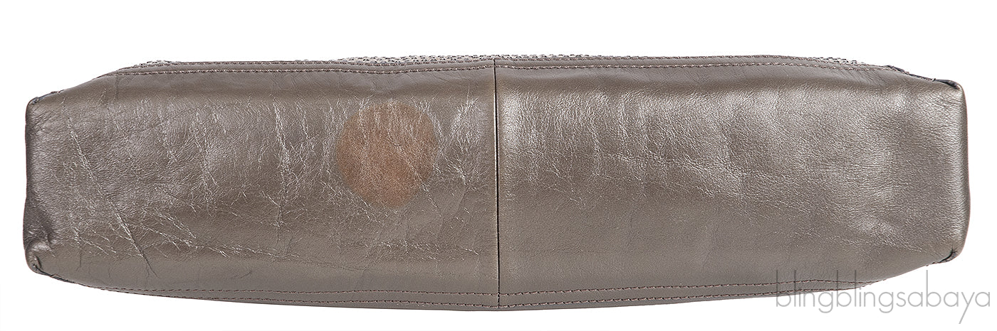 Grey Crystal Embellished Shoulder Bag