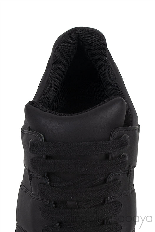 Bi-color White and Black Leather Men Sneakers