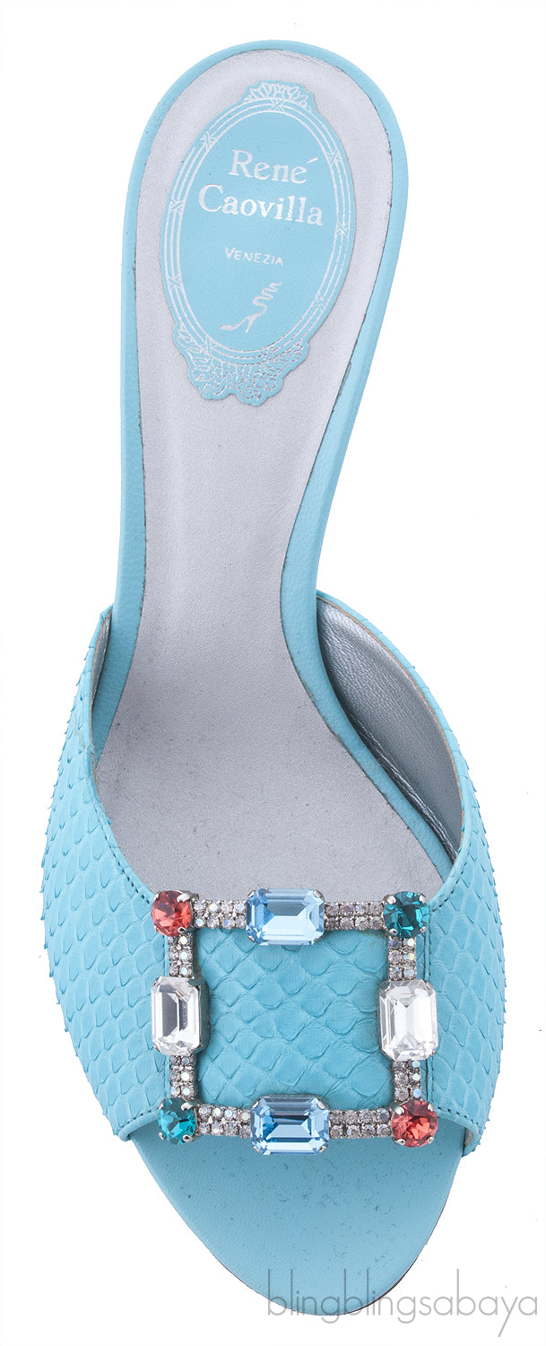 Turquoise Multicolor Stone Python Sandals*
