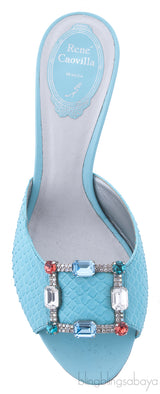 Turquoise Multicolor Stone Python Sandals*
