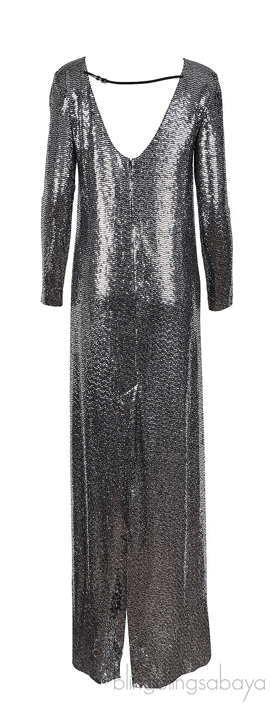 Gucci Silver Glitter Maxi Dress
