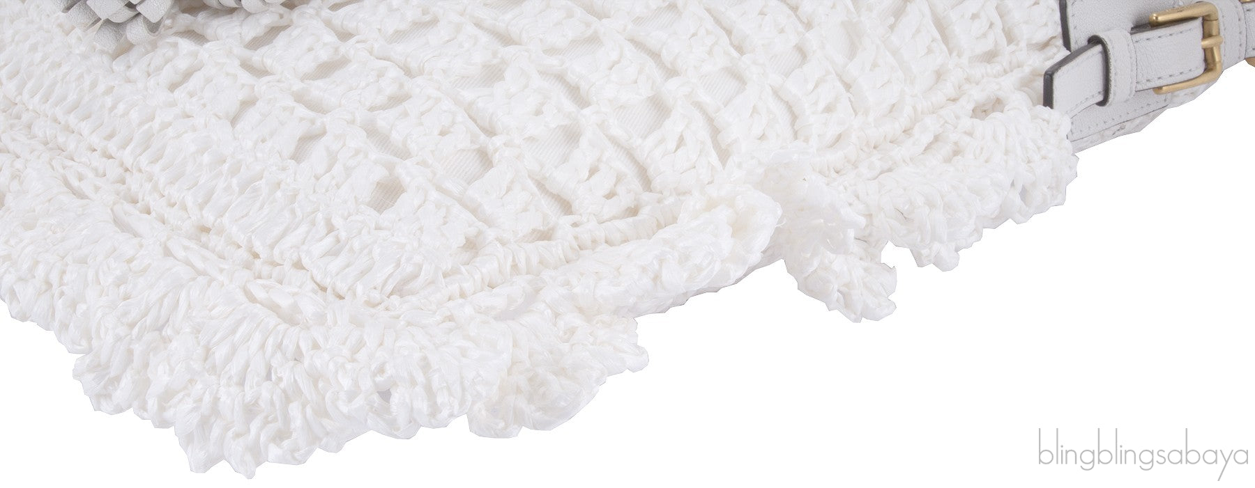White Crochete Raffia Bag