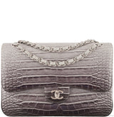 Ombre Grey Crocodile Flap Bag