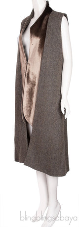 Grey Sleeveless Combi Cardigan