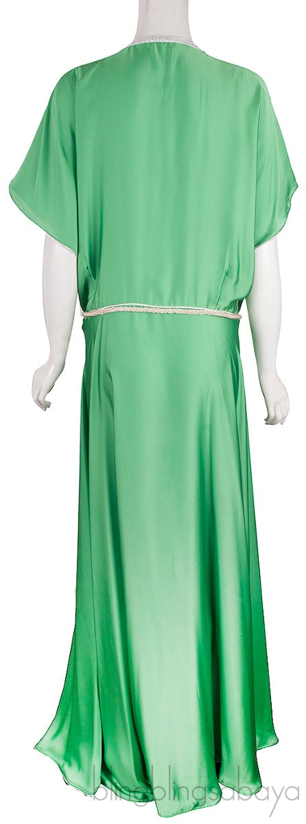 Green Bead & Crystal Embellished Moroccan Kaftan