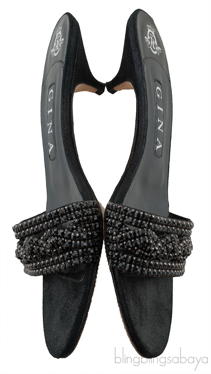 Black Crystal Mule Sandals
