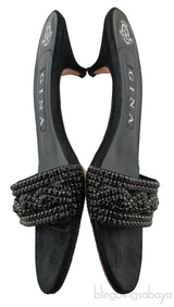Black Crystal Mule Sandals