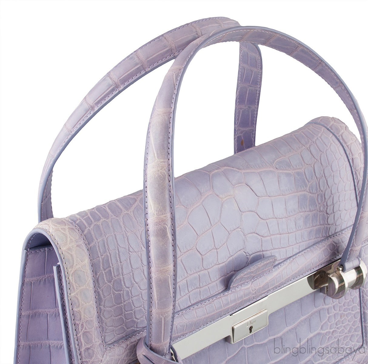 Christian Dior Mitzah Lilac  Crocodile Medium Tote