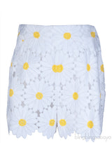 White Daisy Applique Shorts