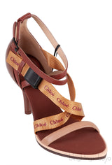 Brown Logo Strappy Slingback Sandals