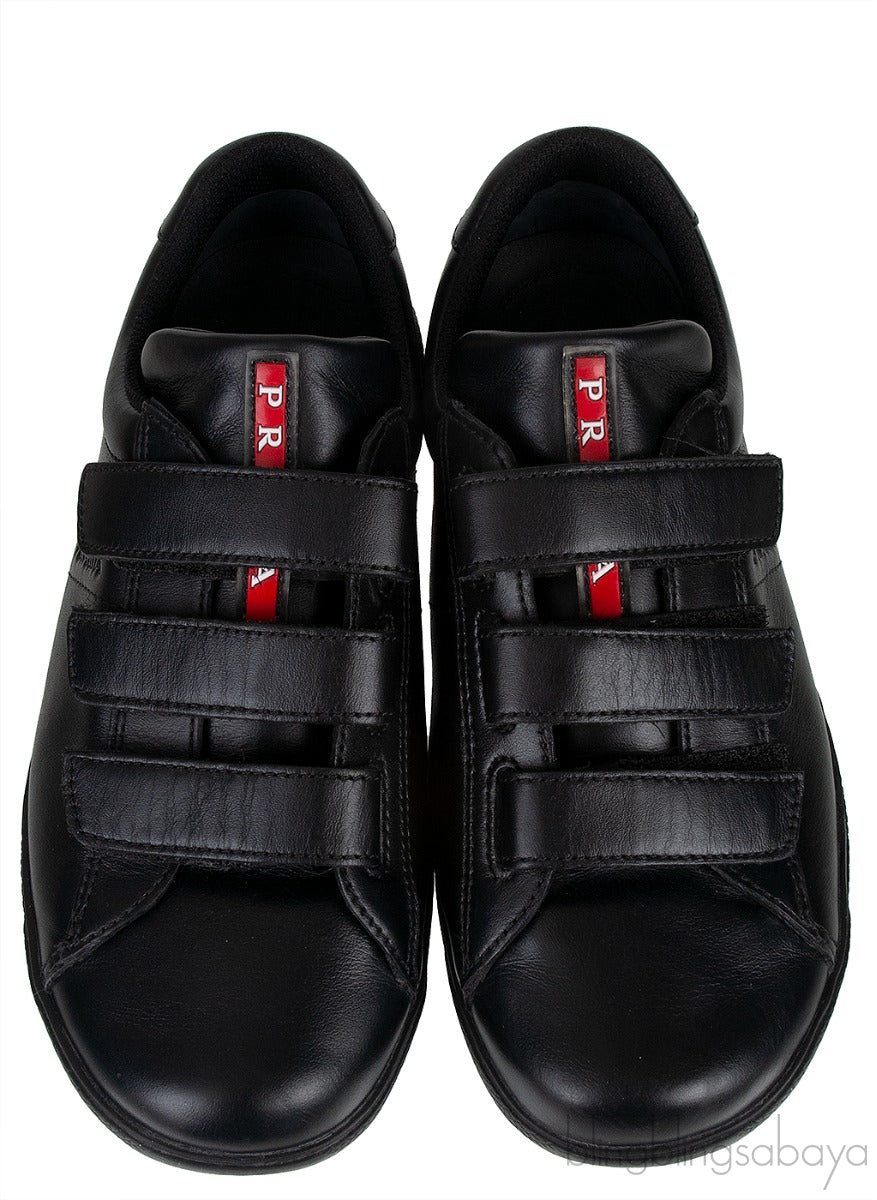 Black Velcro Strap Kids Sneaker 33