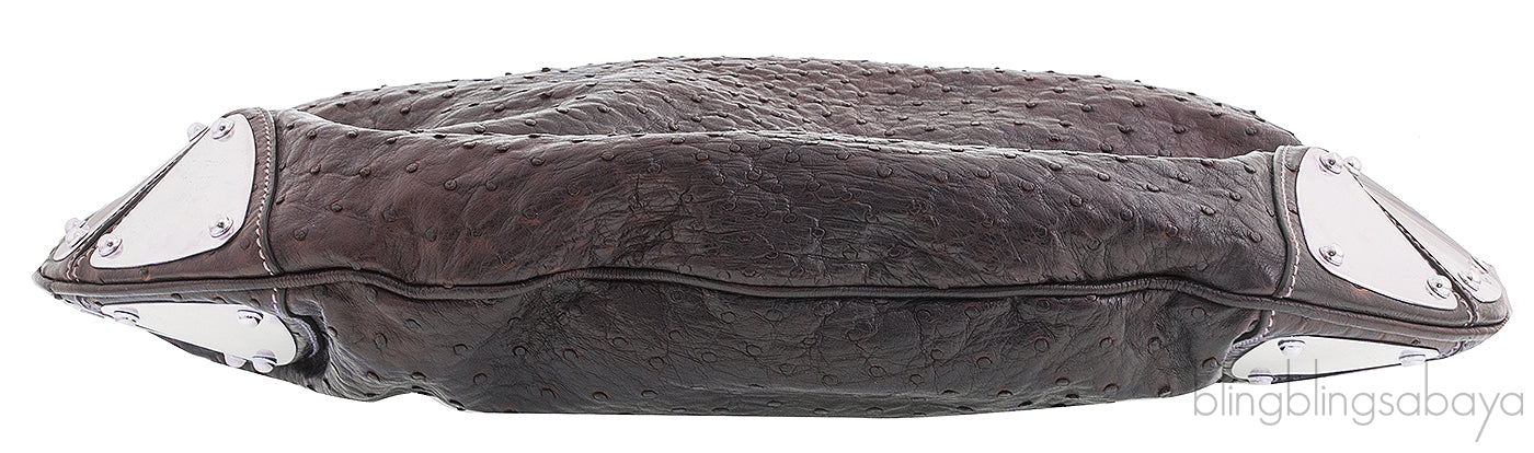 Indy Dark Brown Ostrich Hobo