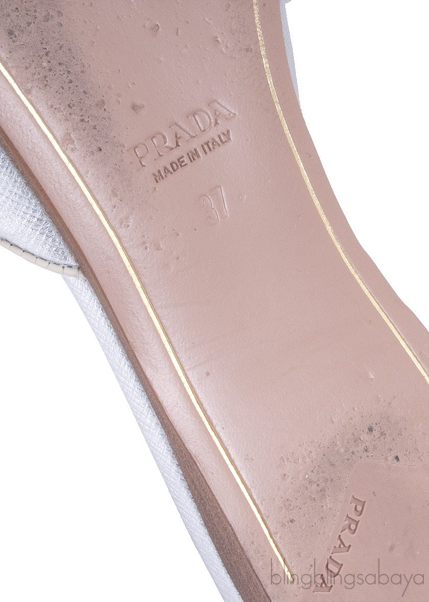 Studs Silver Saffiano Open Toe Slide