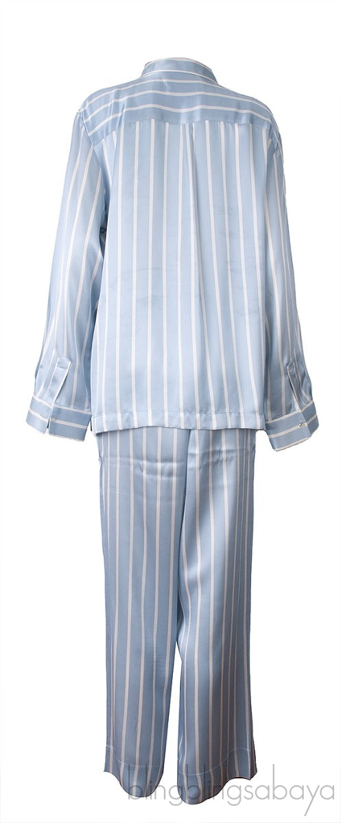 ASCENO Dust Blue Stripe Pajama Set*