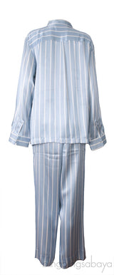 ASCENO Dust Blue Stripe Pajama Set*