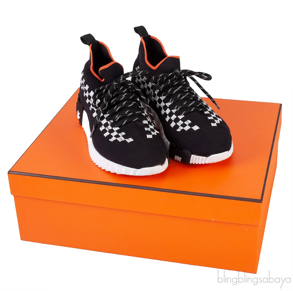 Black with Orange Flex Sneakers