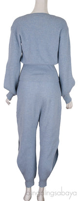 Light Blue Knitted Sweatshirt & Knit Pants
