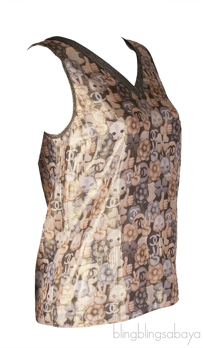 Metallic Gold CC Printed Top