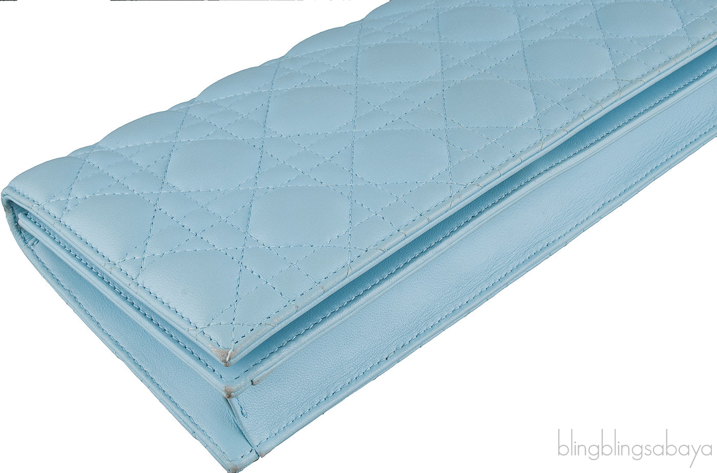 Light Blue Quilted Cannage Clutch