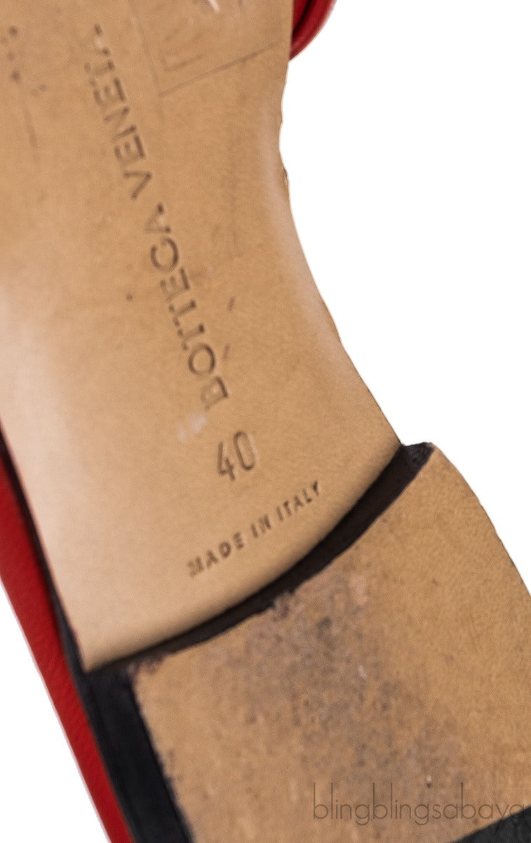 Bottega Veneta Intrecciato Lido Flat Sandals Red