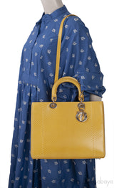 Lady Dior Large Yellow Python PHW
