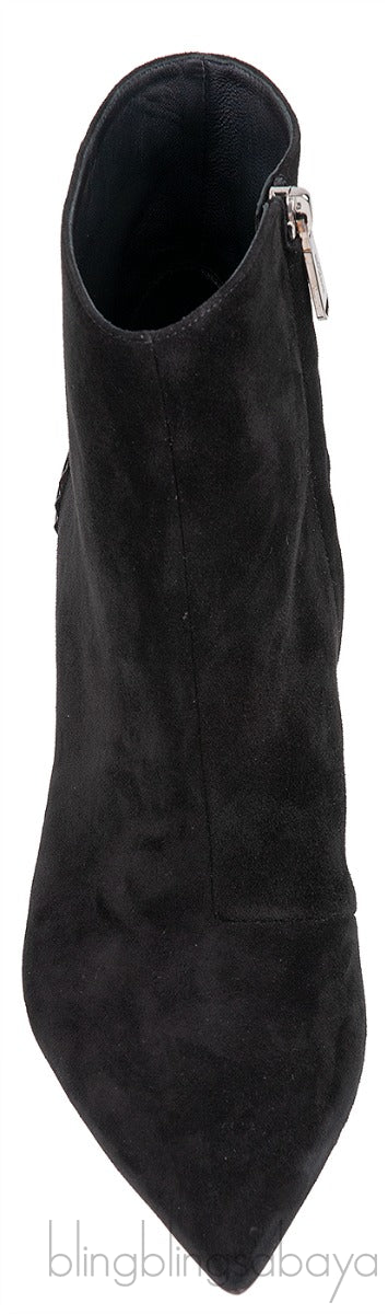 Balmain Black Pointed Toe Suede Ankle Boots