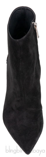 Balmain Black Pointed Toe Suede Ankle Boots