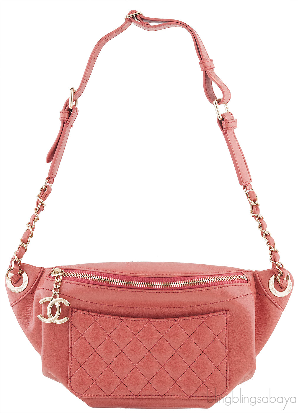 Fanny Pack Pink Lambskin Waist Belt Bag