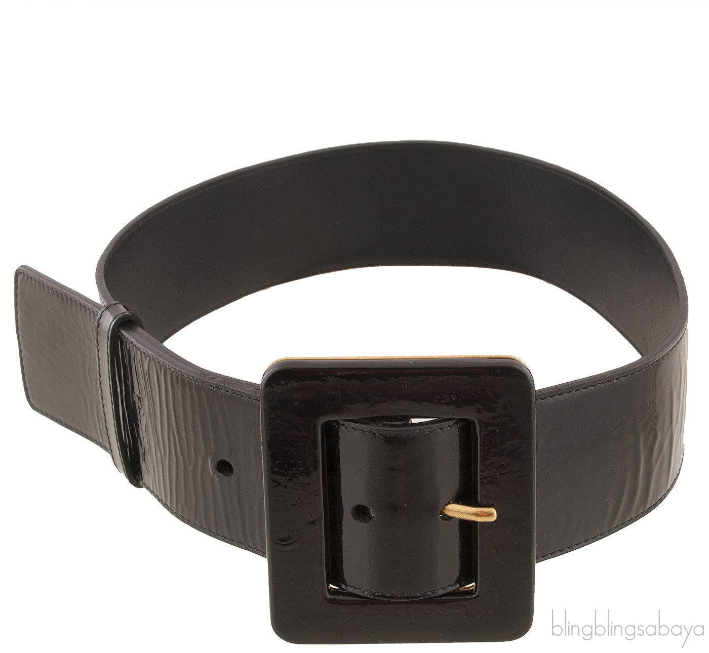 Black Patent Wide Buckle Belt