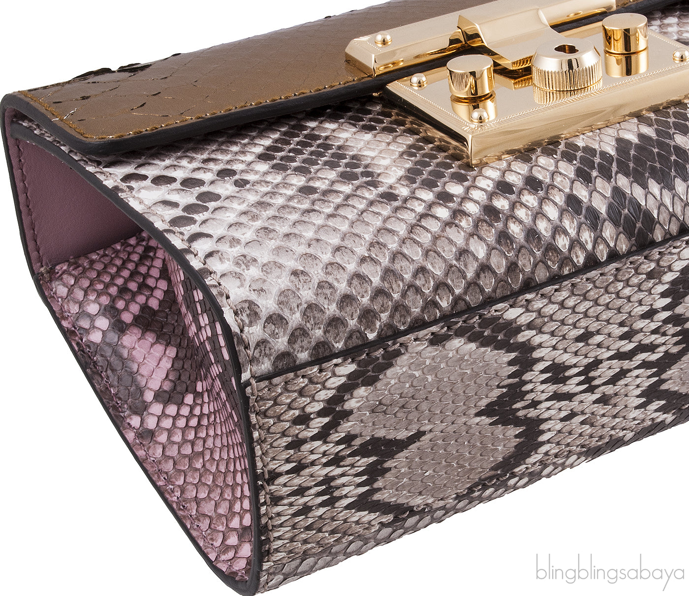 Padlock Metallic Python Shoulder Bag