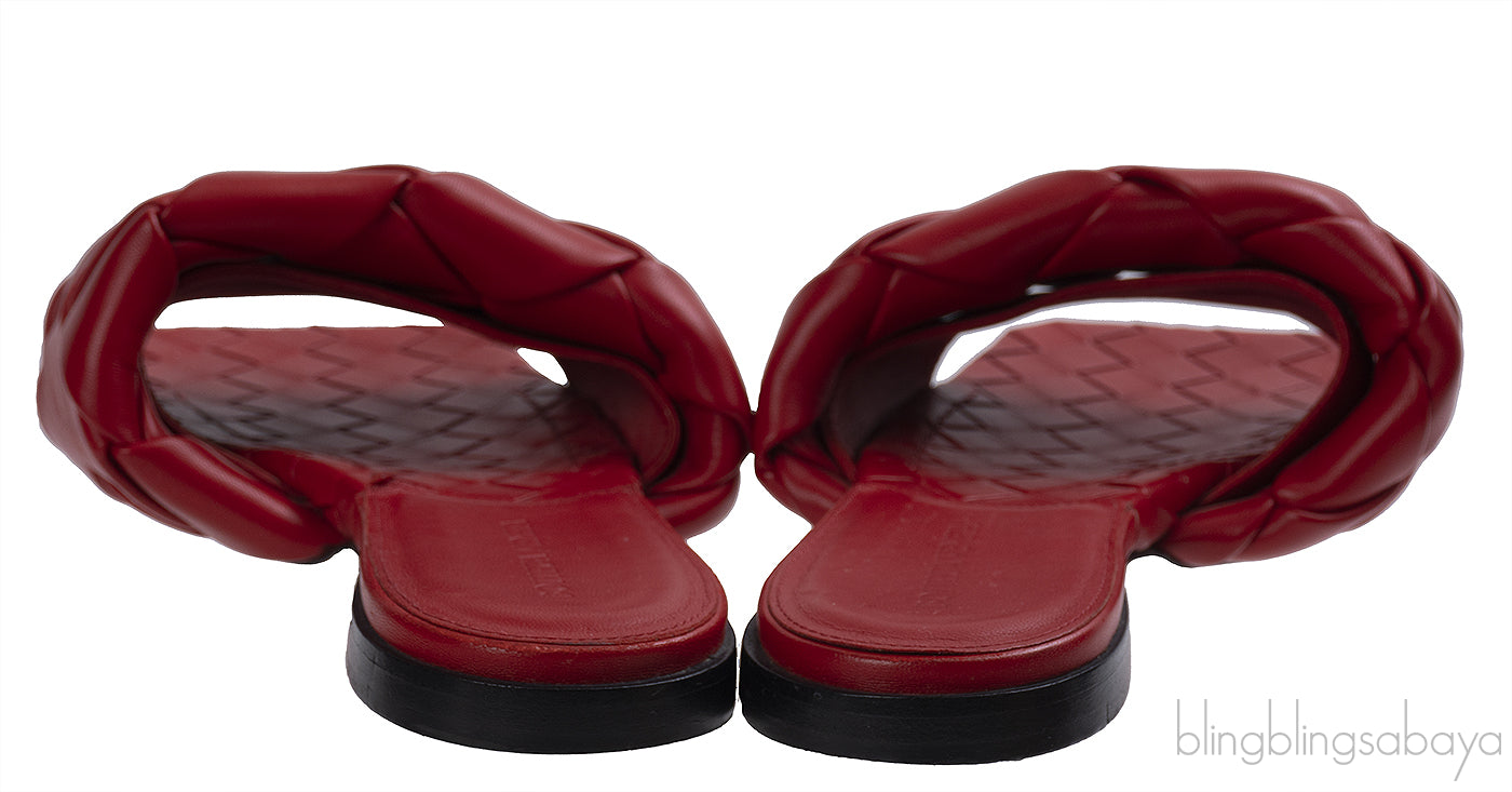 Bottega Veneta Intrecciato Lido Flat Sandals Red