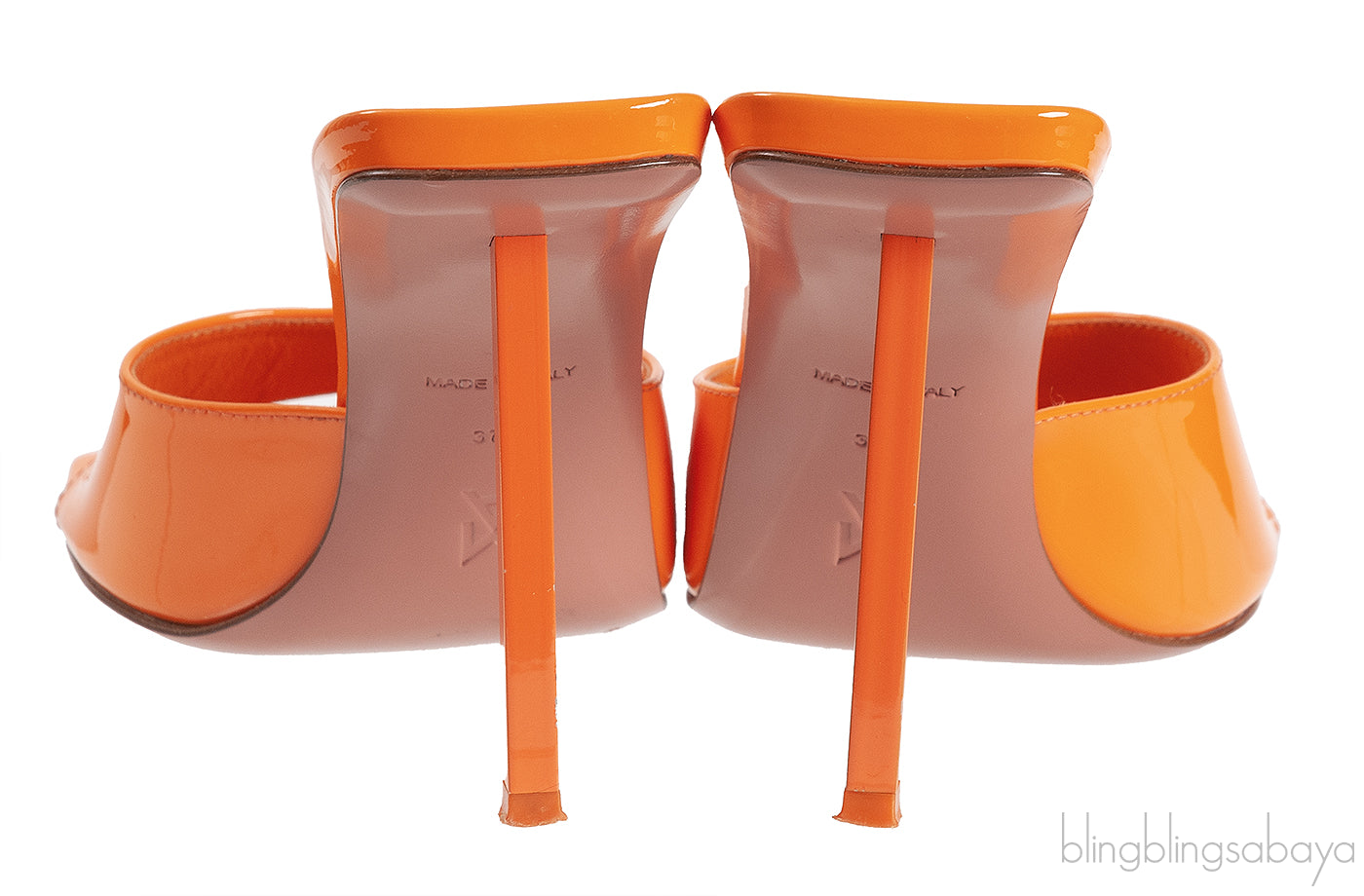 Amina Muaddi Orange Laura 95 Mules
