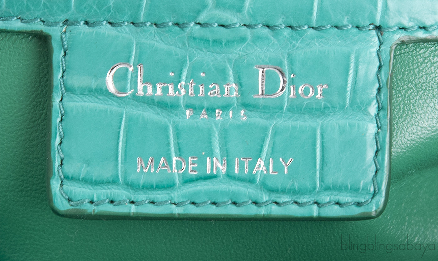 Lady Dior Large Green Crocodile Handbag