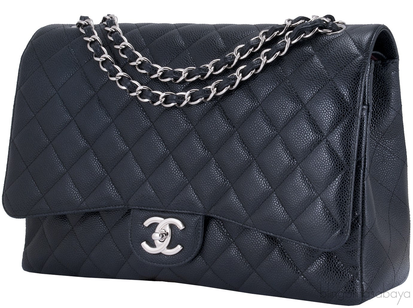 Black Caviar Jumbo Double Flap Bag