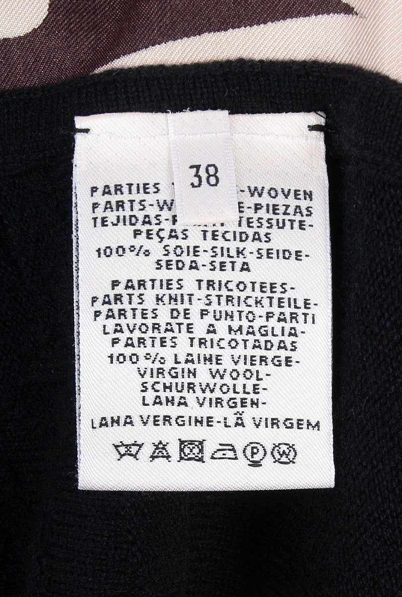 Printed Silk & Black Wool Dress