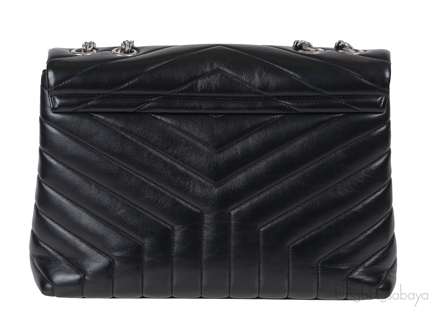 Yves Saint Laurent Black Medium LouLou Chevron PHW