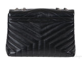 Yves Saint Laurent Black Medium LouLou Chevron PHW