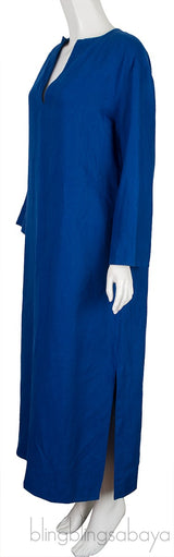 Blue Linen Kaftan Dress