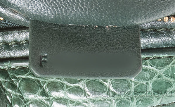Trapeze Emerald Green Croc Embossed Shoulder Bag