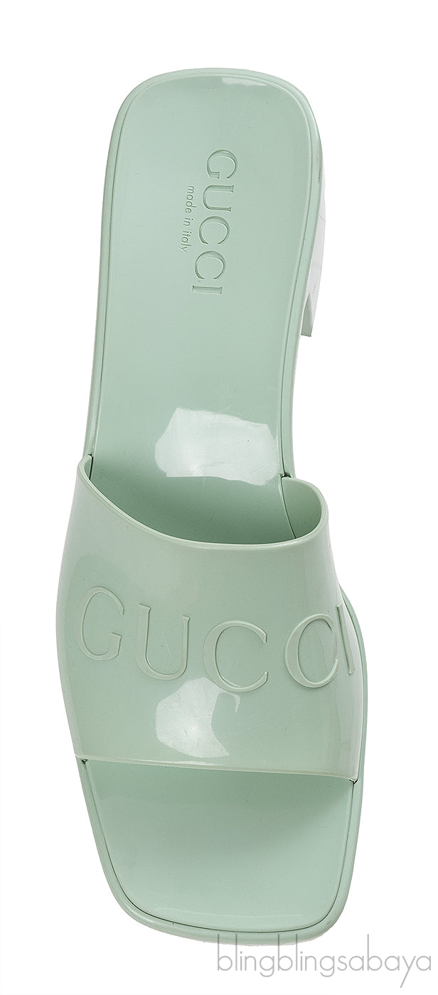 Gucci Rubber Slide Pastel Green Sandals