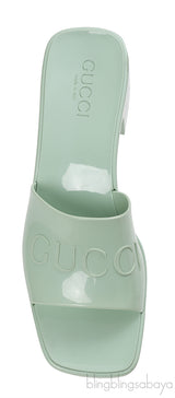 Gucci Rubber Slide Pastel Green Sandals