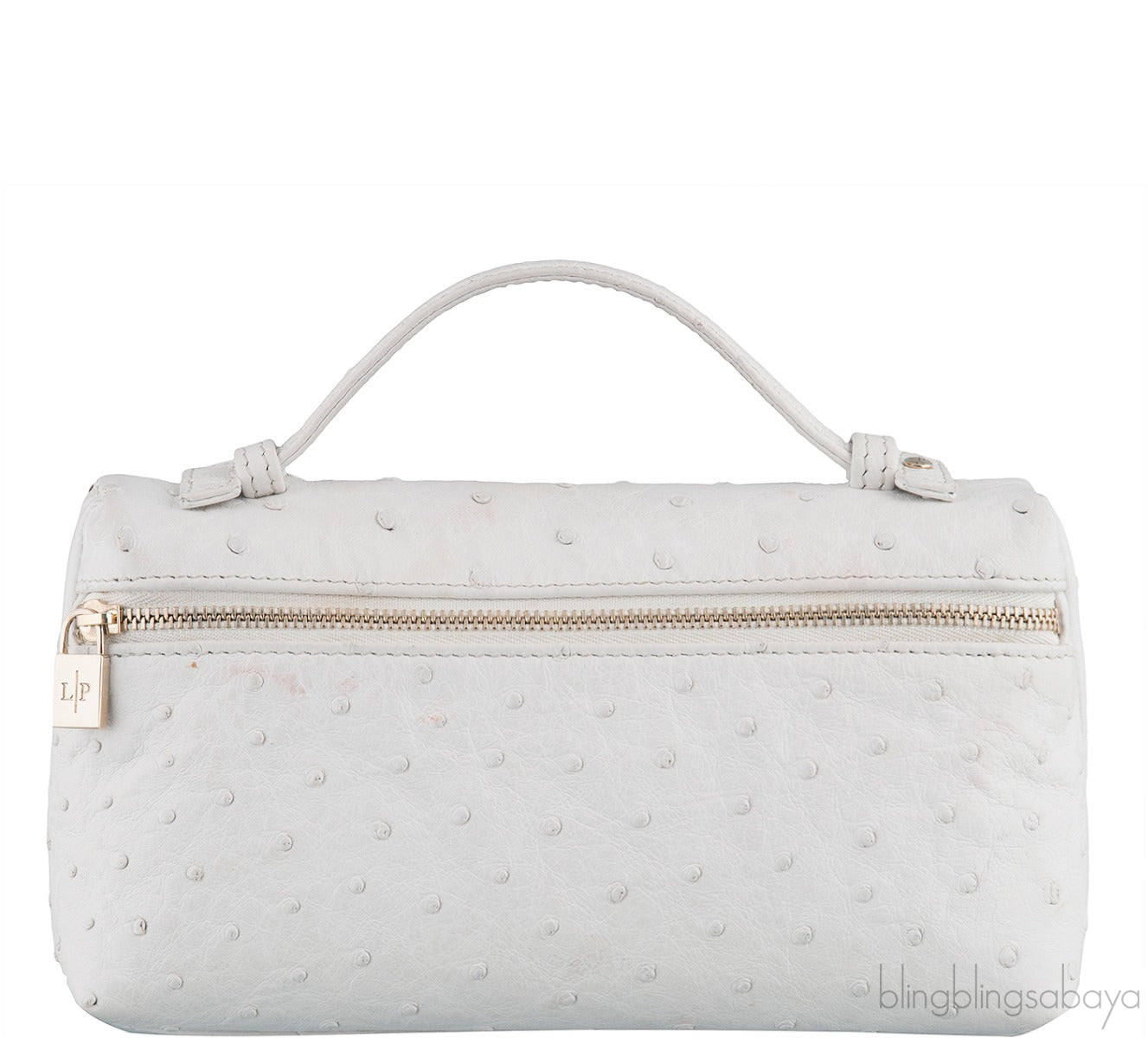 L19 White Ostrich Pouch