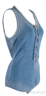 Blue Sleeveless Bodysuit