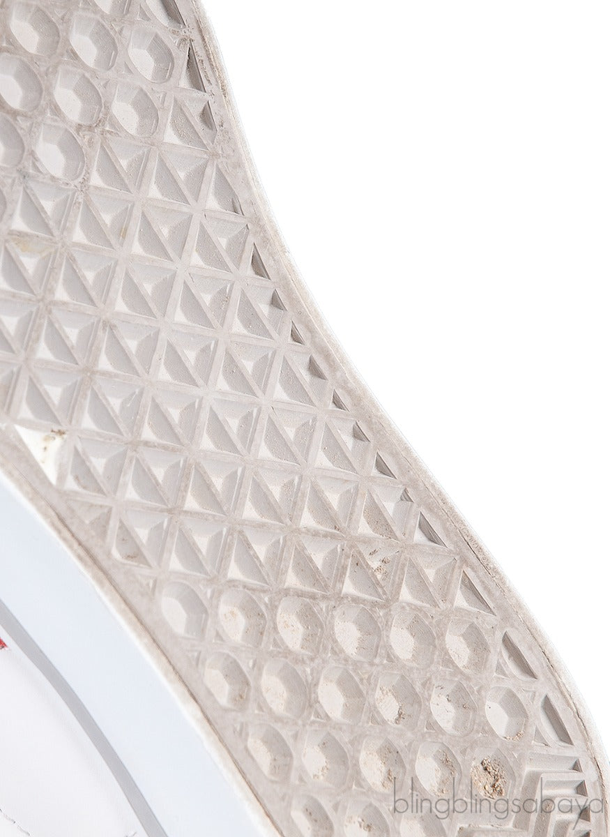White & Red Velcro Strap Kids Sneaker 32