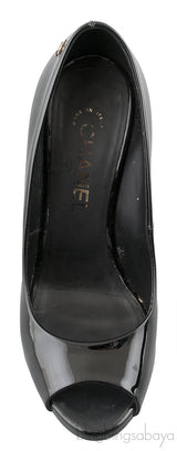 Patent Black Peep Toe Heels