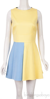 Yellow & Blue Sleeveless Mini Dress