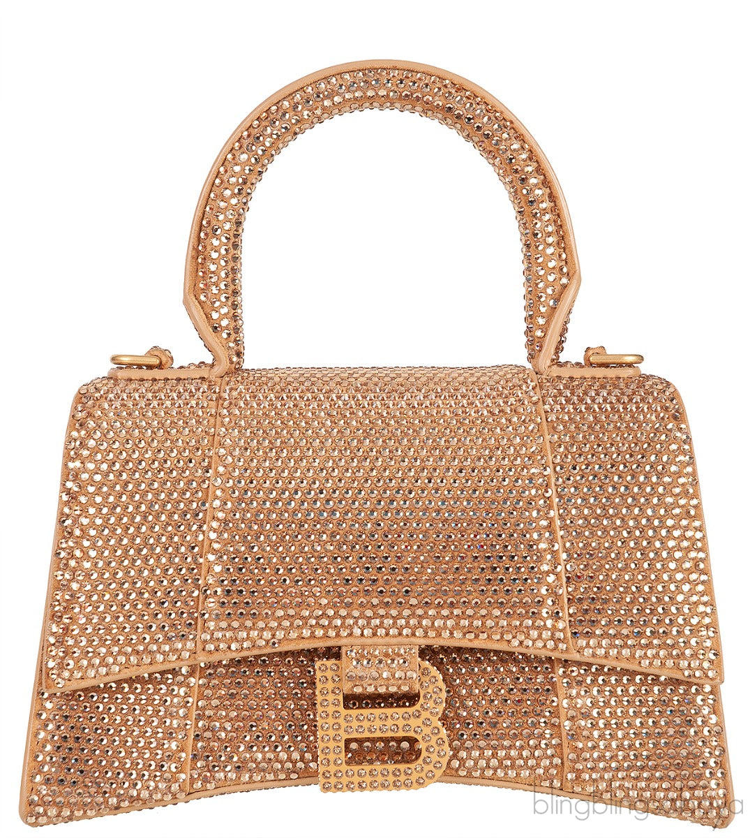 Hourglass XS Gold Rhinestone Suede Calfskin