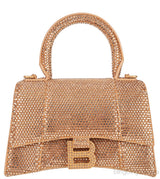 Hourglass XS Gold Rhinestone Suede Calfskin